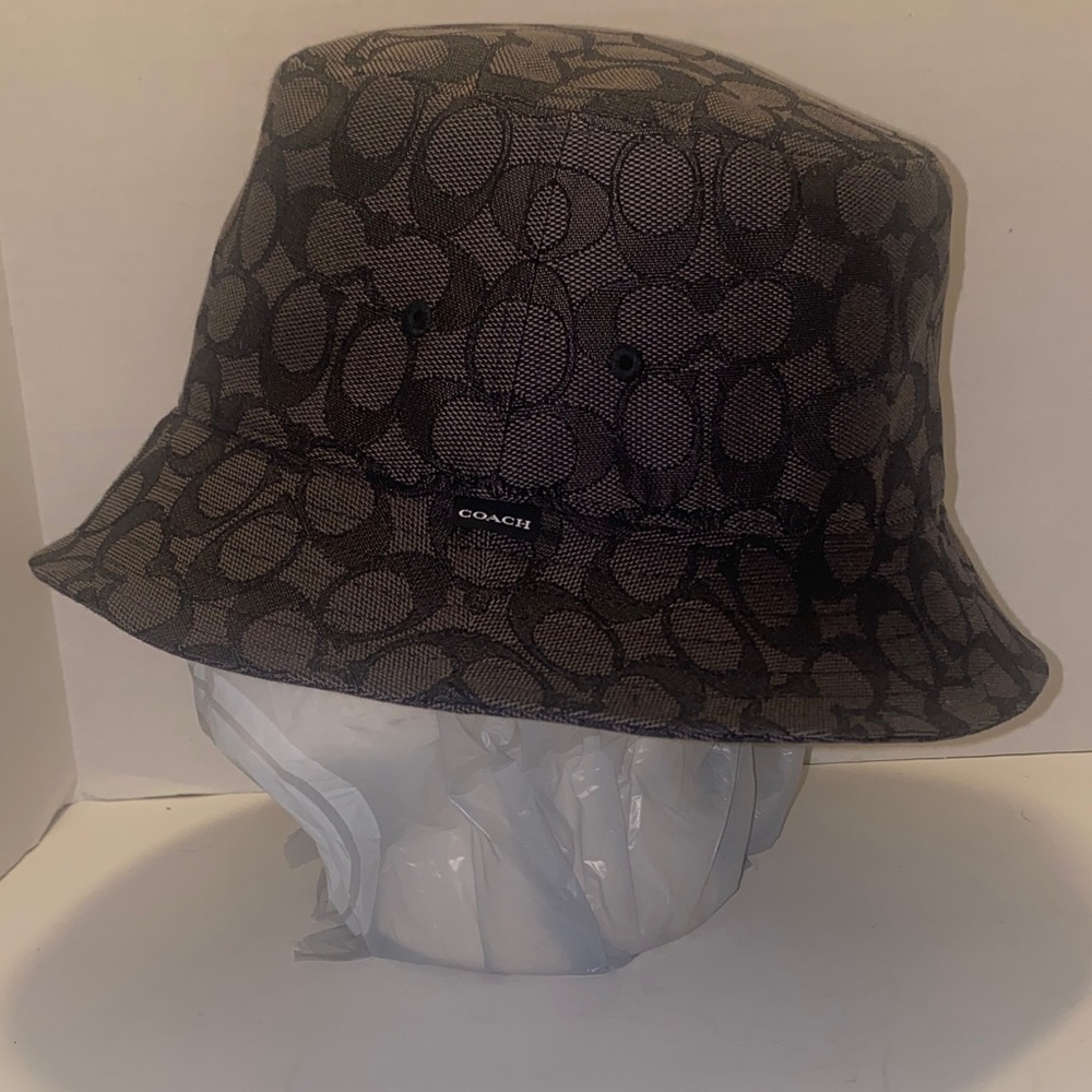 Coach woman’s Gray and Black signature Jacquard Bucket Hat
